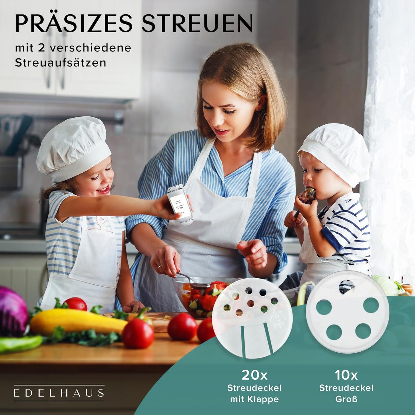‎EH-SJB-WH Gewürzgläser-Set, Bambus Hell