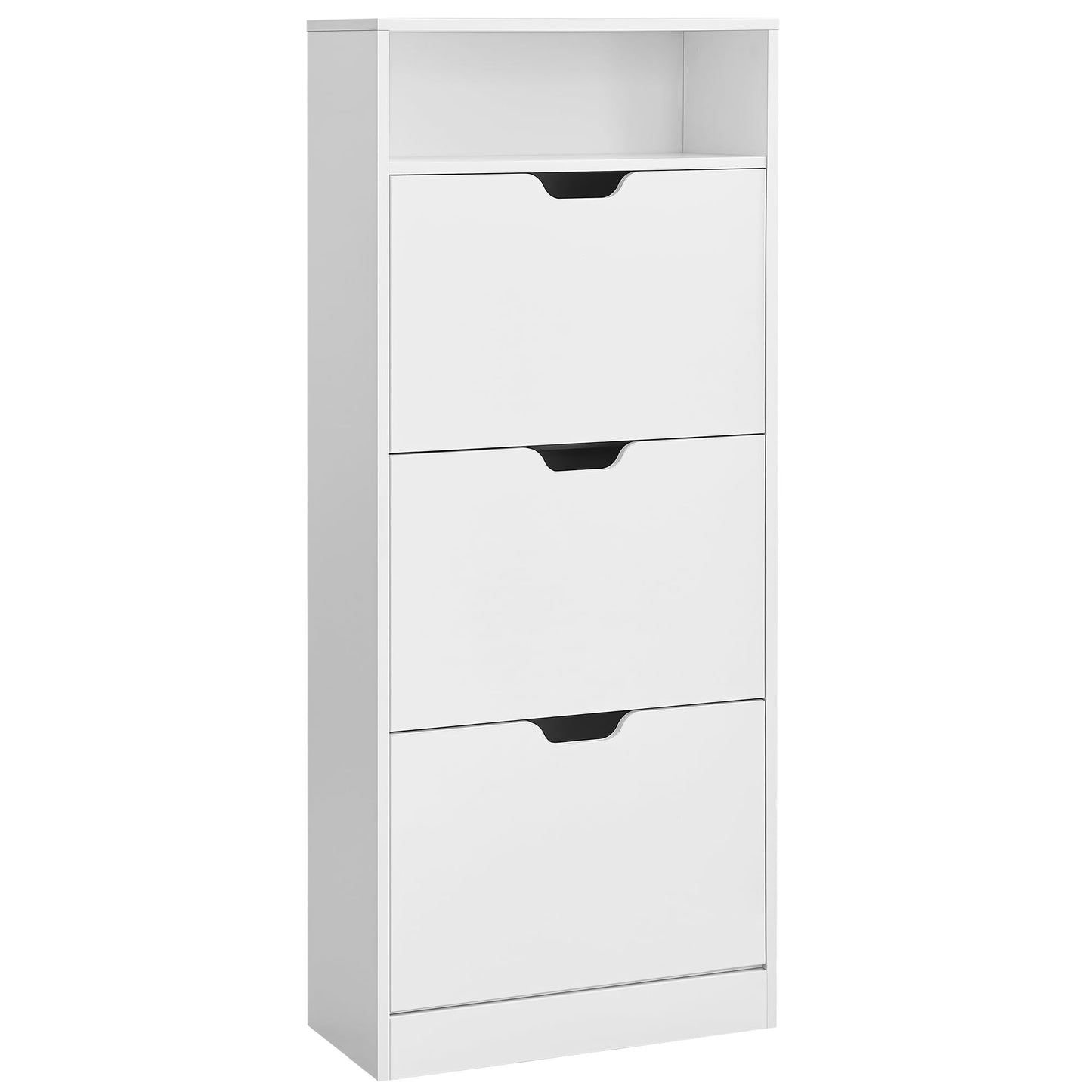 Schuhschrank mit Klappen und verstellbarer Trennwand, Wolkenweiss 3 Klappen (60B cm)