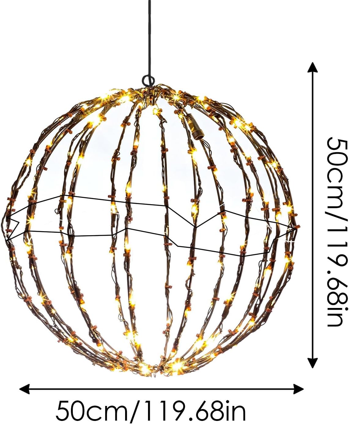 Faltbare Weihnachts-LED-Leuchtkugeln, 50*50 warme Lampe