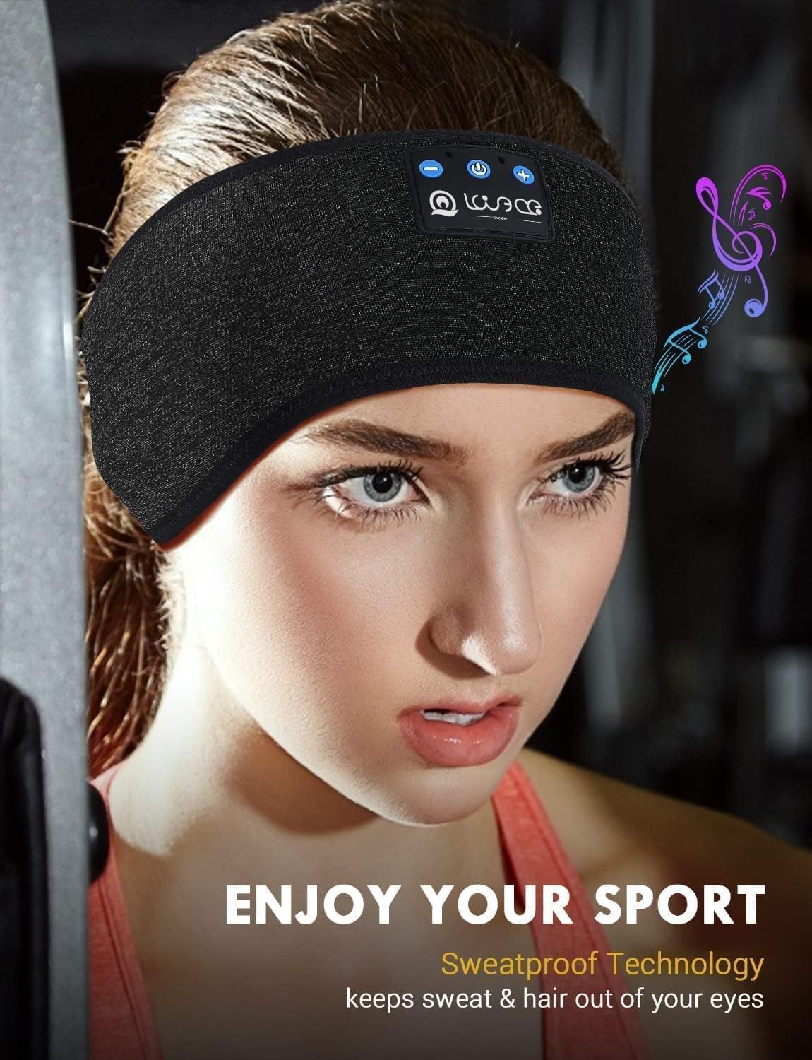 Schlafkopfhörer mit Bluetooth und Stirnbandfunktion, XKJ XKJ Schwarz