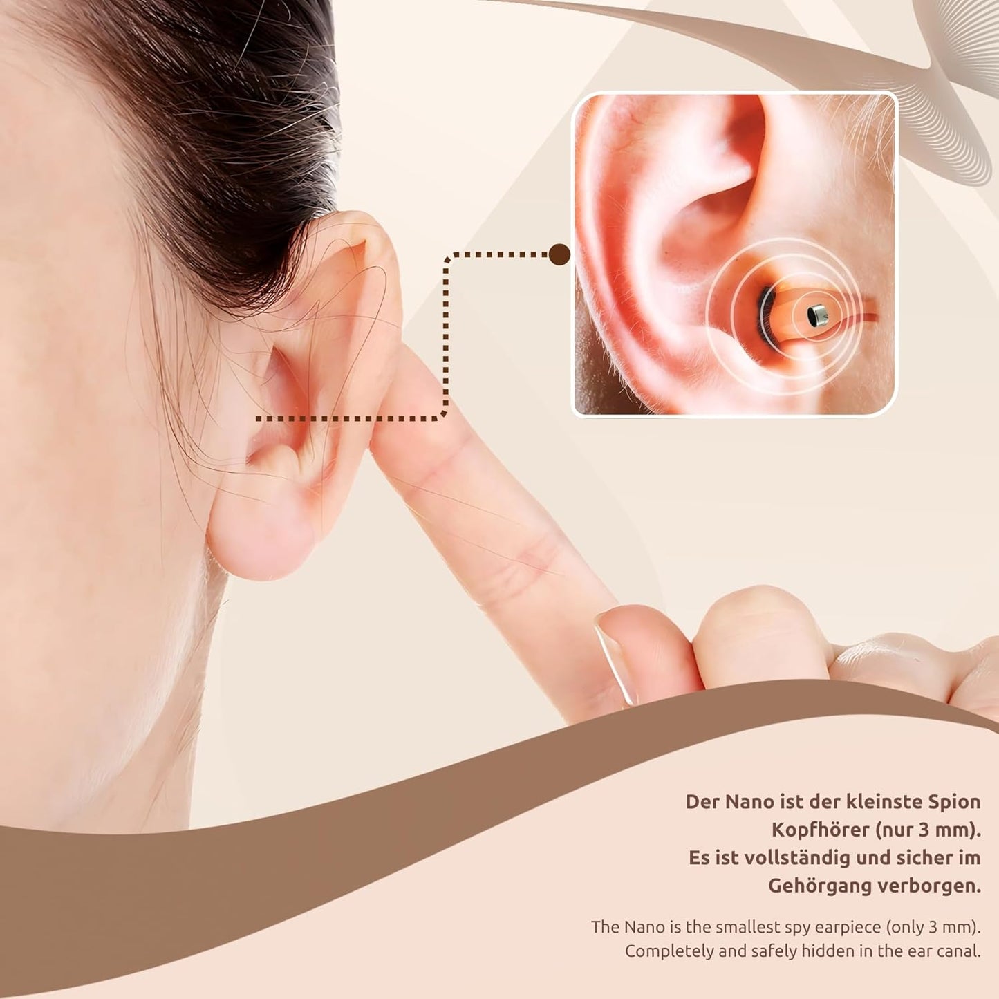 Unsichtbarer Spion-Ohrhörer mit Mikrofon, Nano V3, Nano V3
