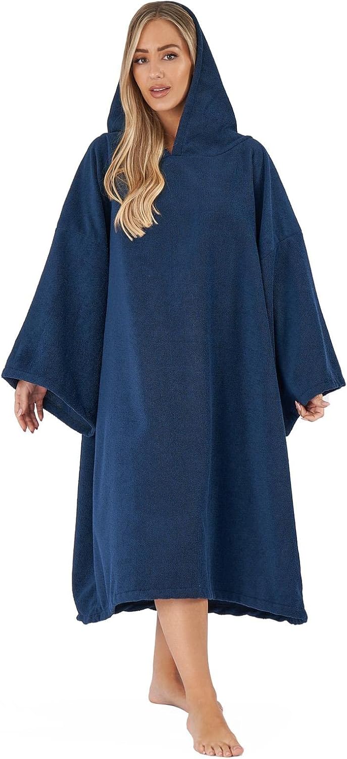 Handtuch-Poncho mit Kapuze, Einheitsgrösse Marineblau