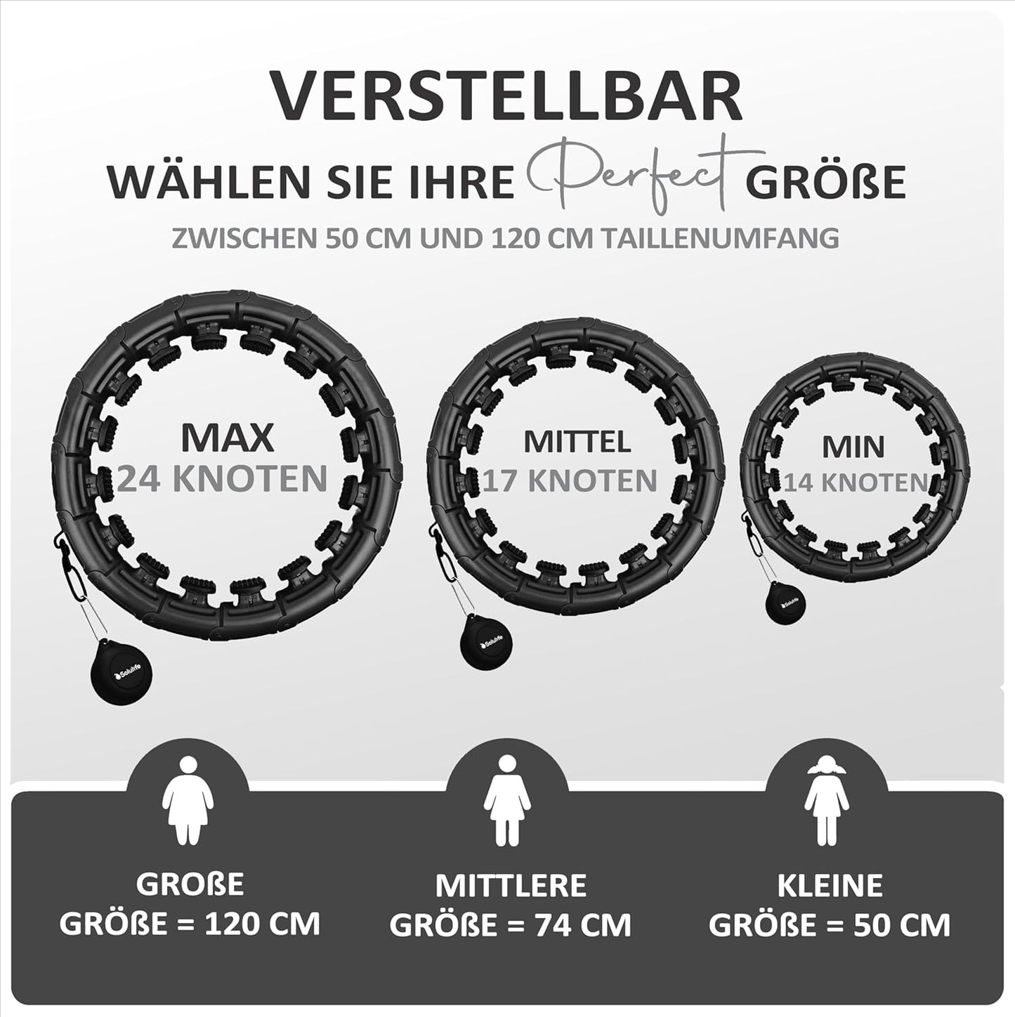 Hula Hoop Reifen mit Massage und Gewichtskugel, Hula Black
