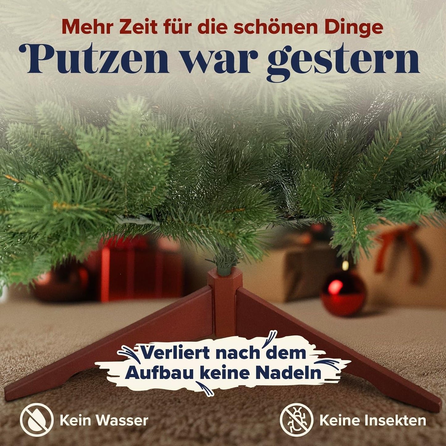 Künstlicher Weihnachtsbaum 90 cm mit Holzständer, 90 cm