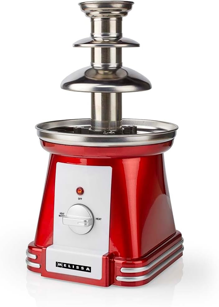 Schokoladenbrunnen | 90 W | 32 cm | 3 Metall-Etagen | Rot / Weiss