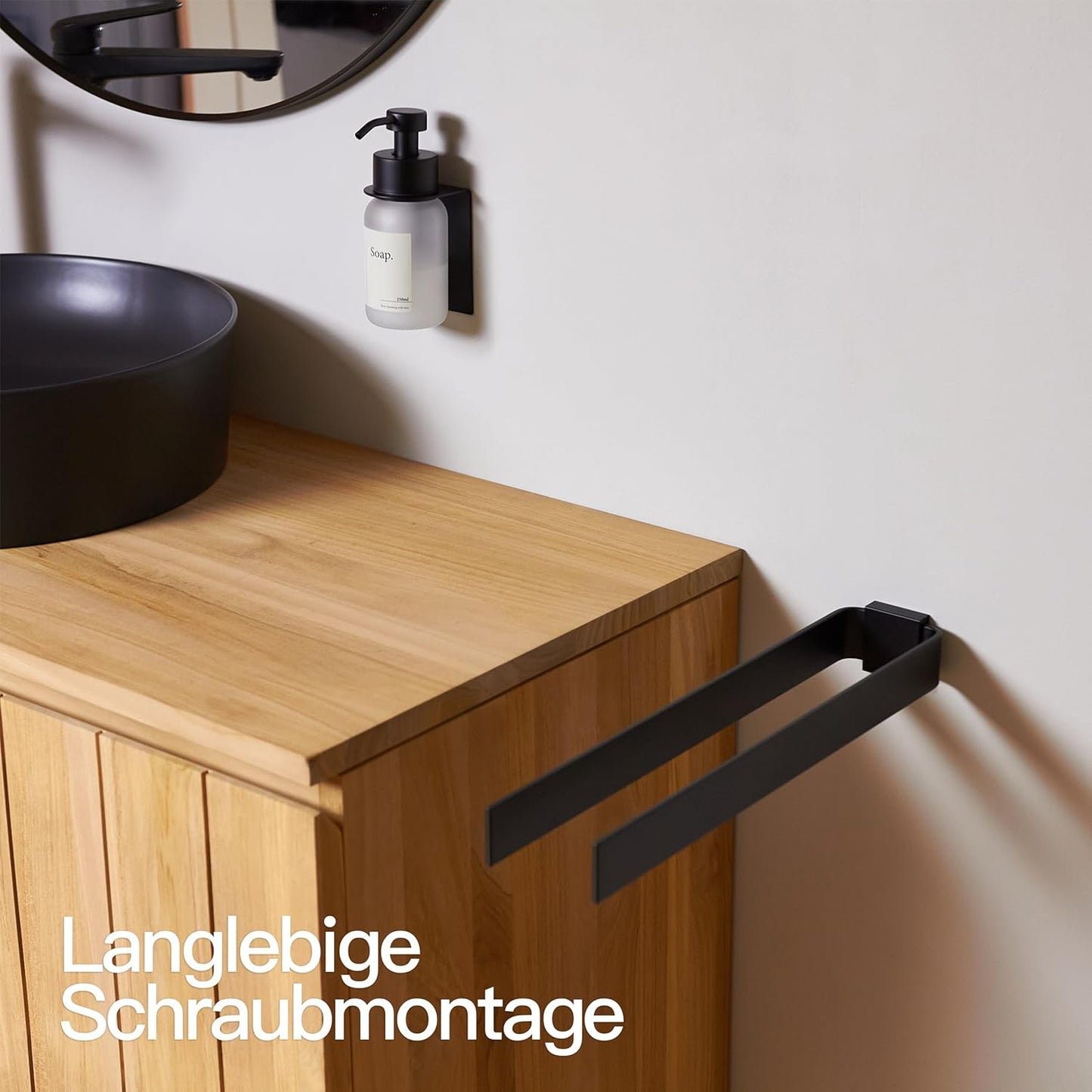 Handtuchhalter zweiarmig, Matt Schwarz