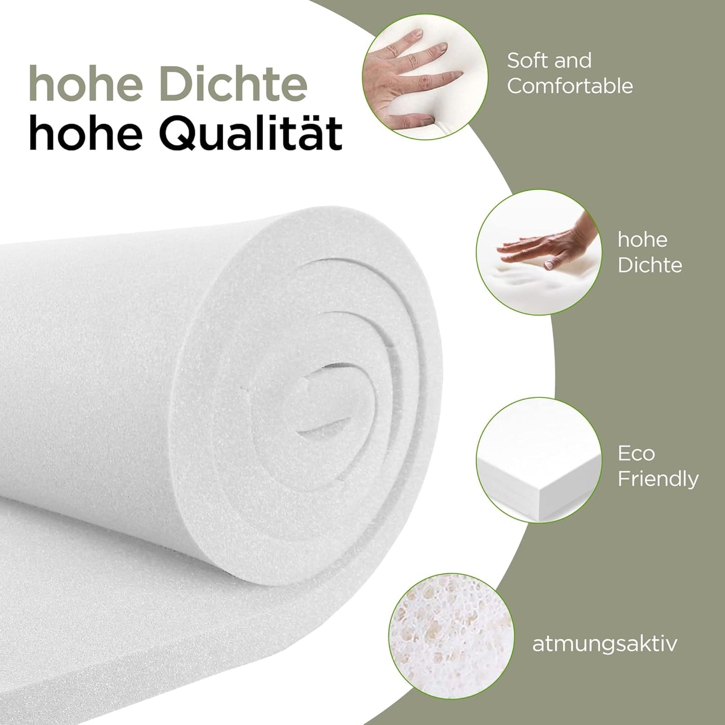 Schaumstoffplatten Topper 200x40x15 cm, 15 cm 40 x 200 cm