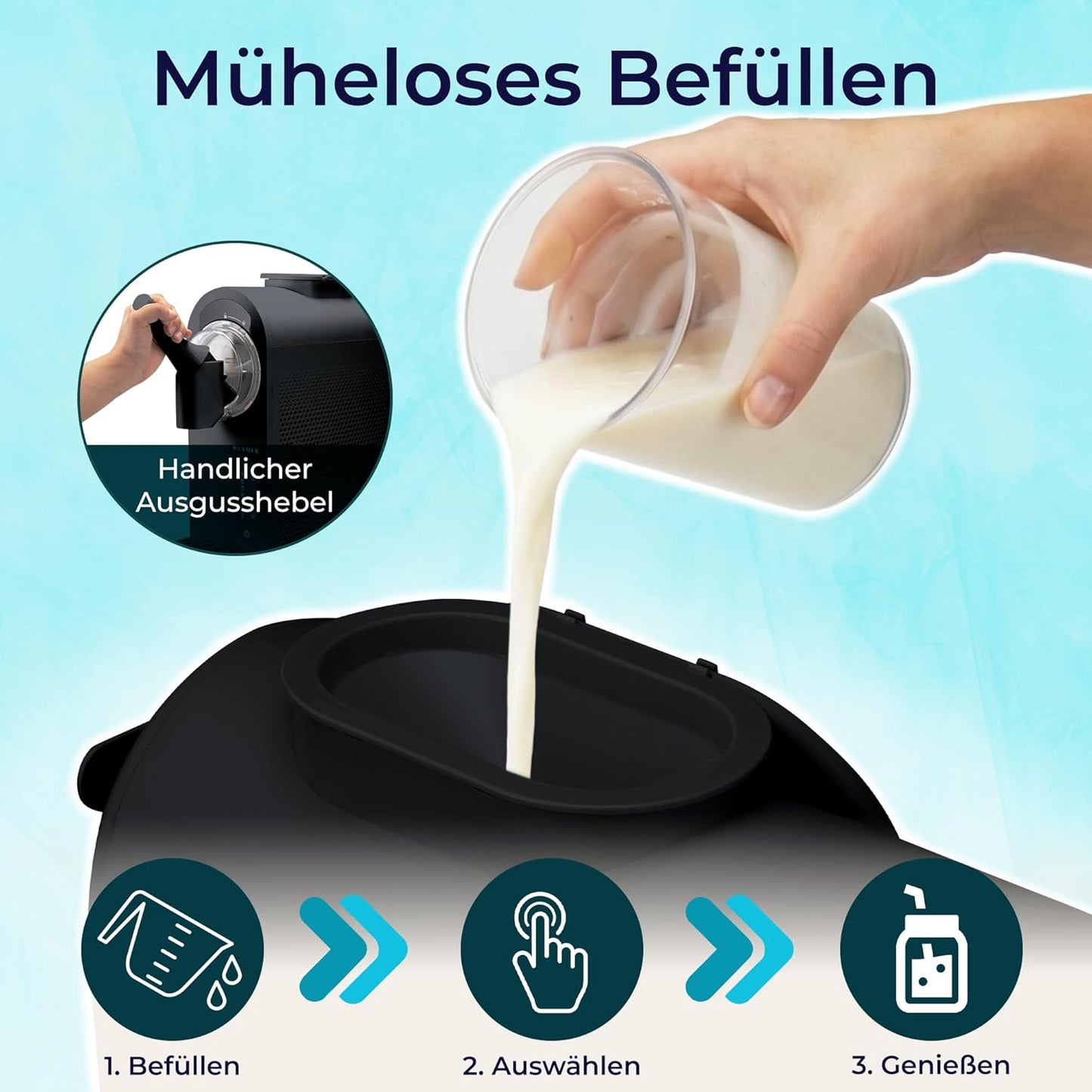 Softeismaschine mit 7 Programmen und Rezeptbuch, 1,5L Schwarz 7in1