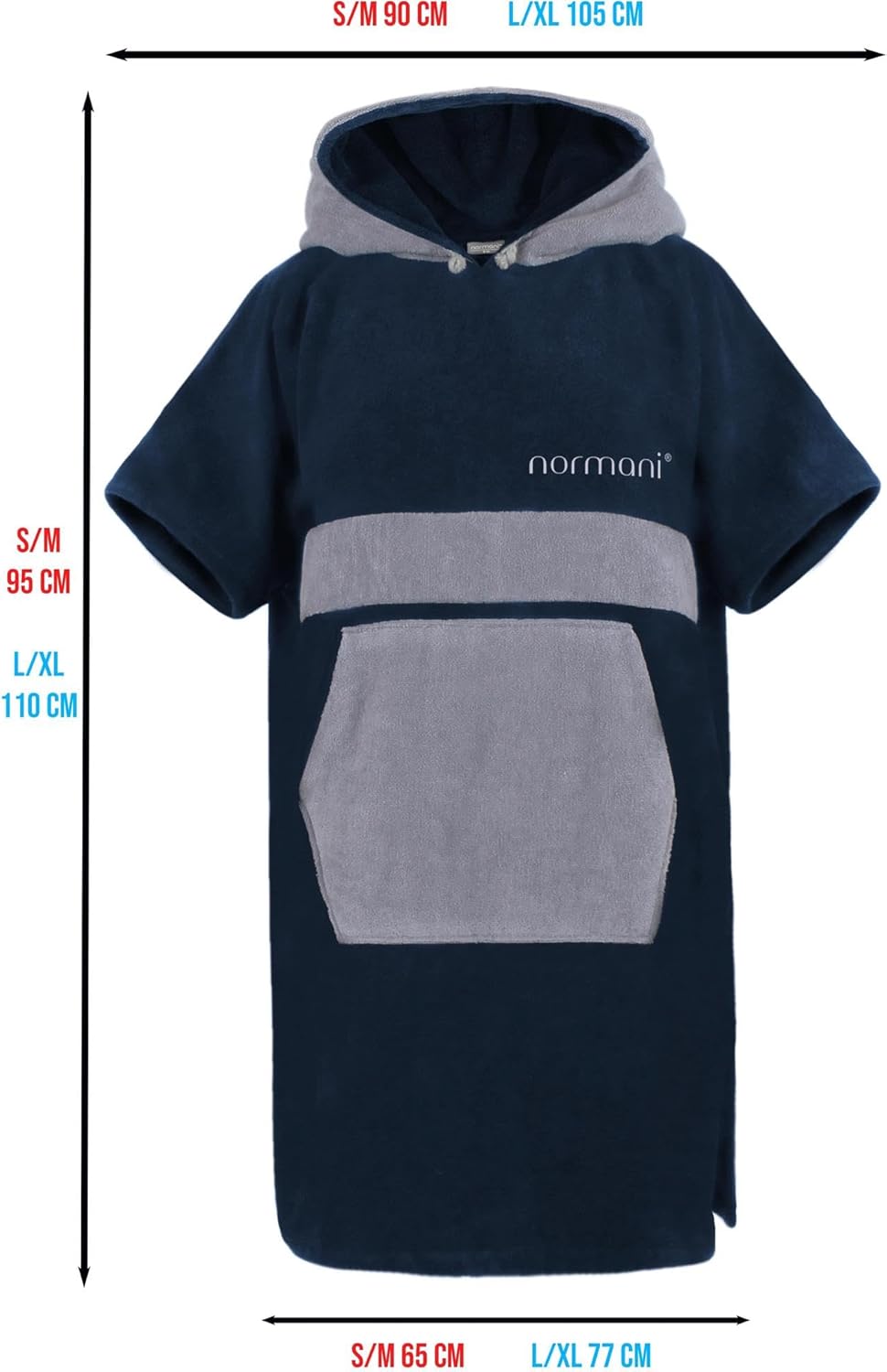 Surferponcho, Navy/Grau S-M