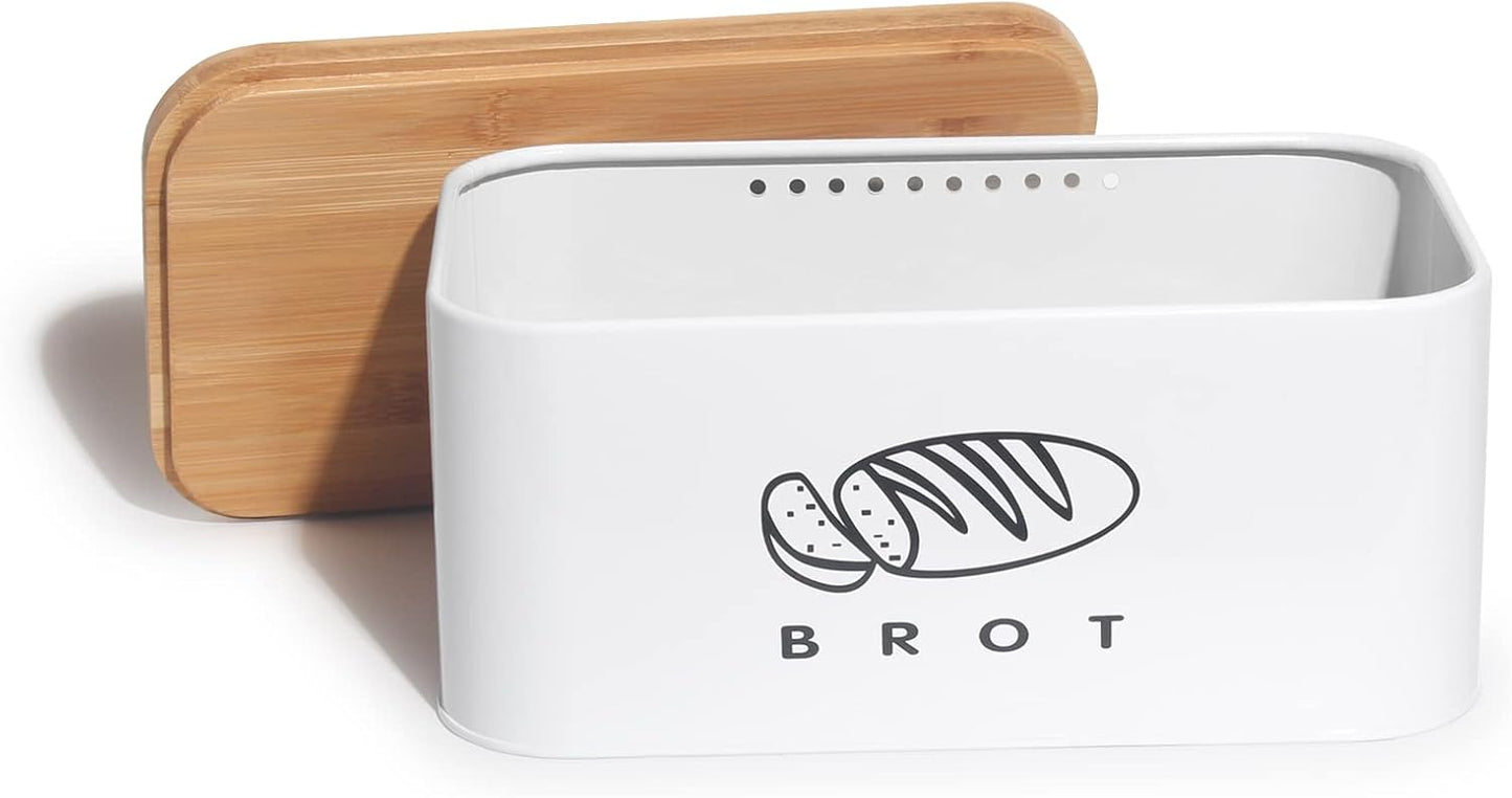 Brotkasten mit Deckel, Weiss-30cm