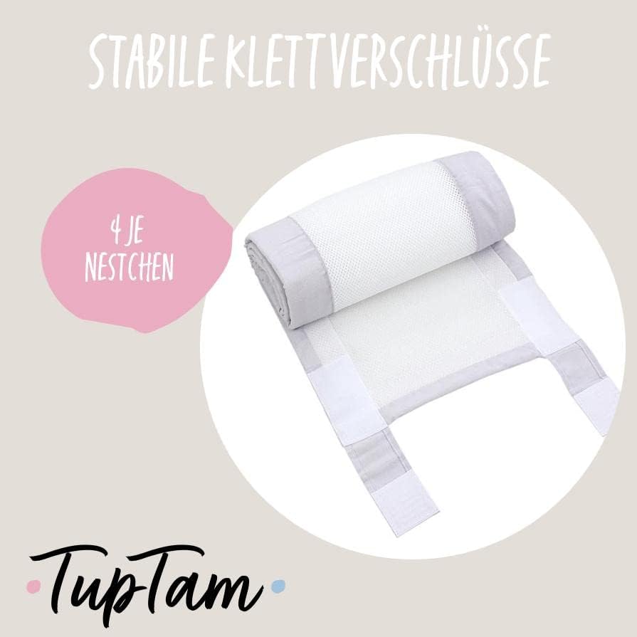Bettumrandung 2er-Set, ca. 128 x 30 cm (für Babybett 140x70) Weiss / Grau