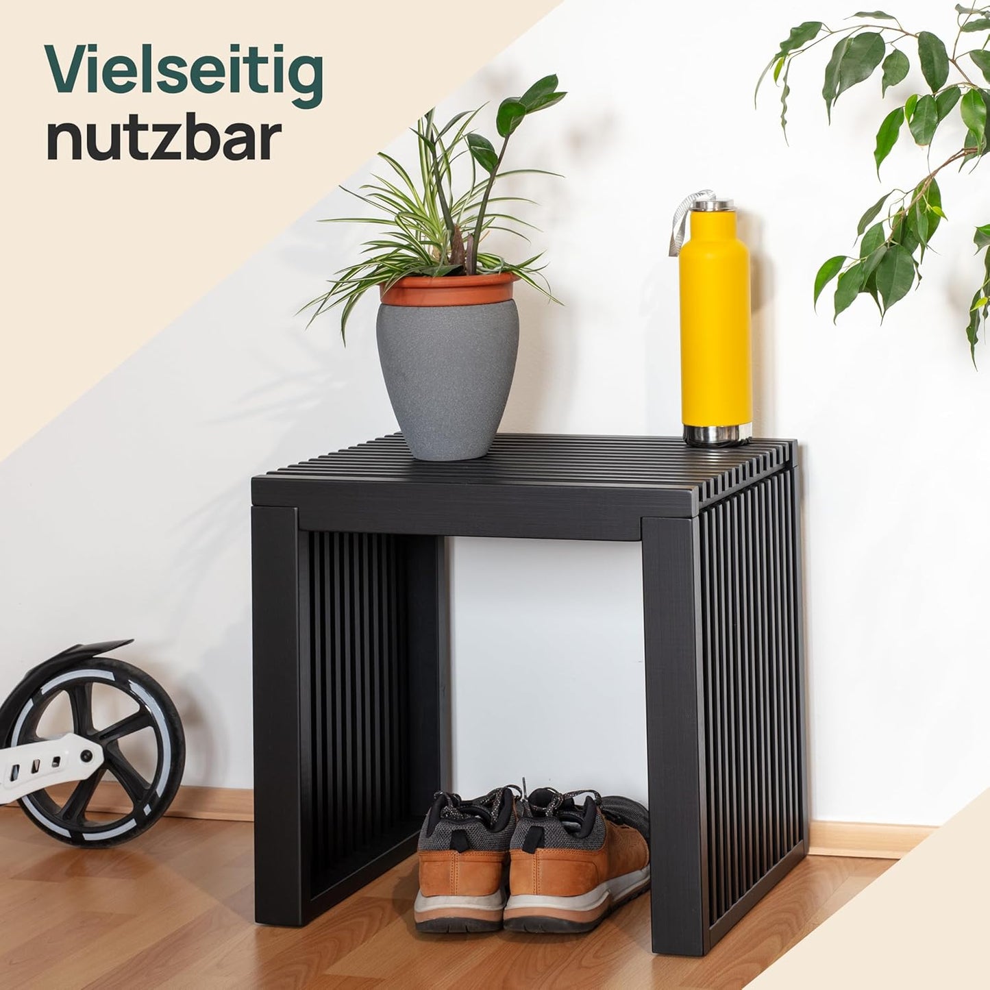 Hocker für Flur und Schlafzimmer, Schwarz Kurz ohne Schuhablage
