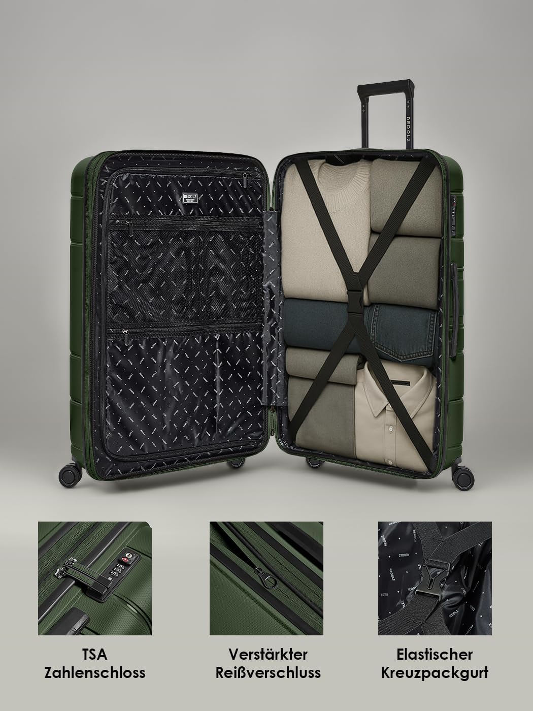 3-teiliges Koffer-Set Essentials 11, Olive Kofferset+ (3-teilig) erweiterbar