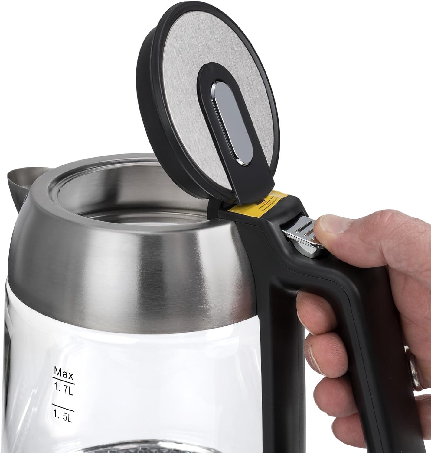 Wasserkocher mit LED-Beleuchtung, Schwarz + Silber Sn0617l-12