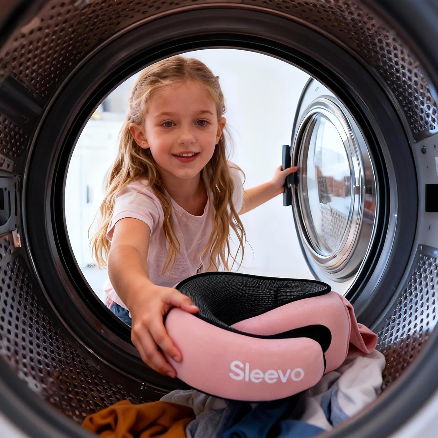 Reisekissen mit Kapuze für Kinder, Kinder Pink