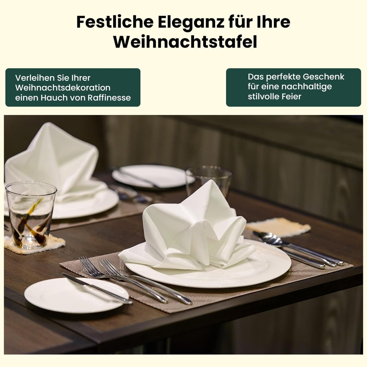12er-Set Stoffservietten, 45 x 45 cm (12er Set) 2) Hellgrau