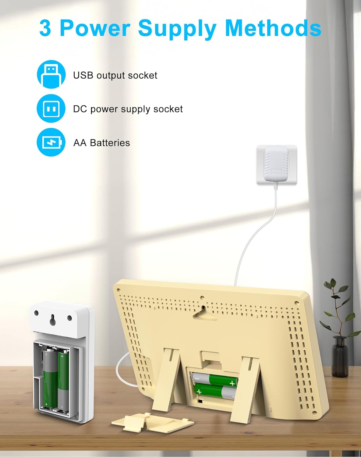 Funk-Wetterstation mit Aussensensor und Farbdisplay, Khaki