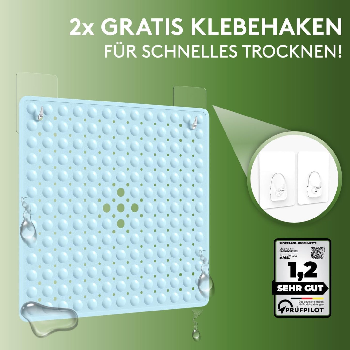Duschmatte, 53x53 cm, 53 x 53 cm (Quadratisch) Babyblau