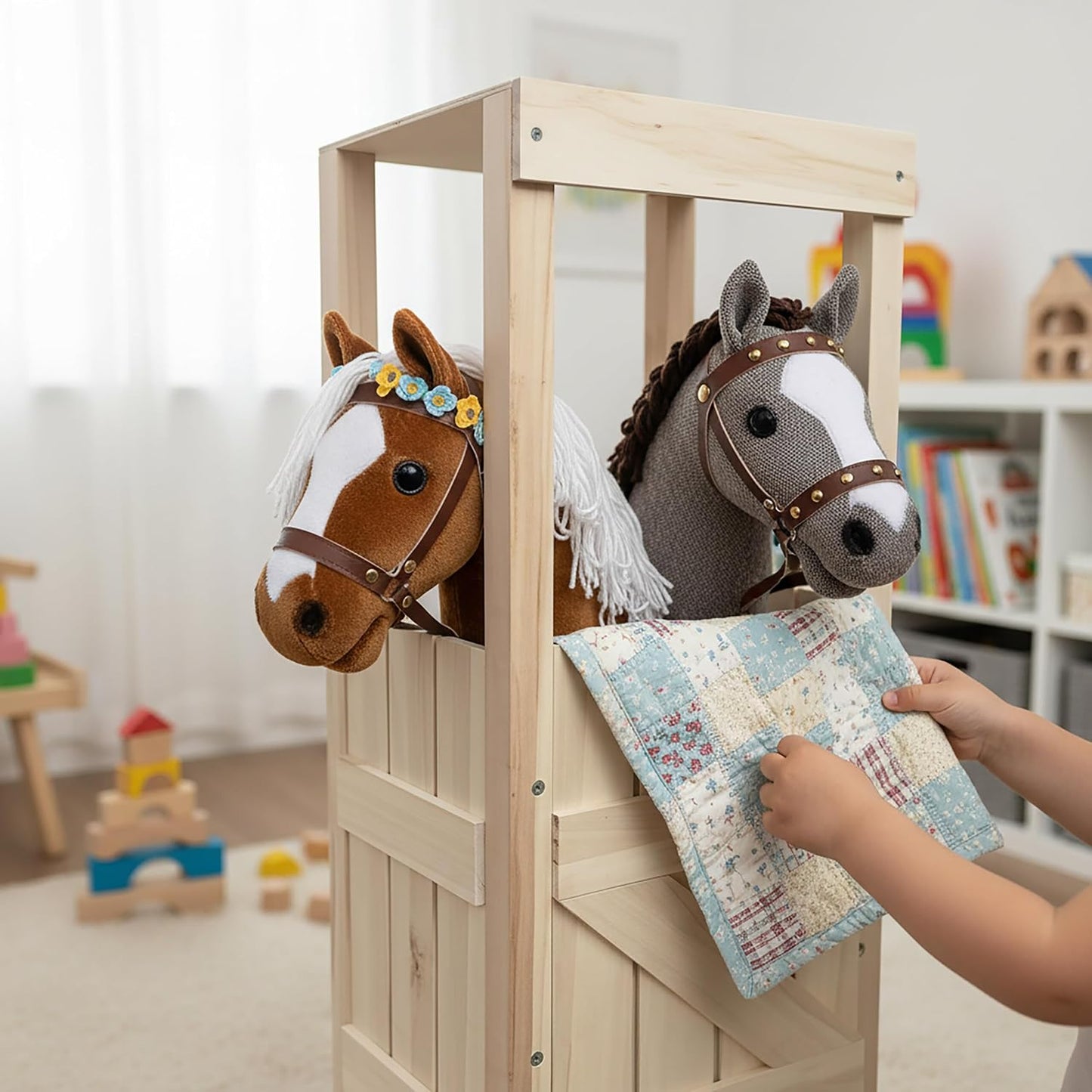 Hobby Horse Stall mit Futtertrog aus Holz