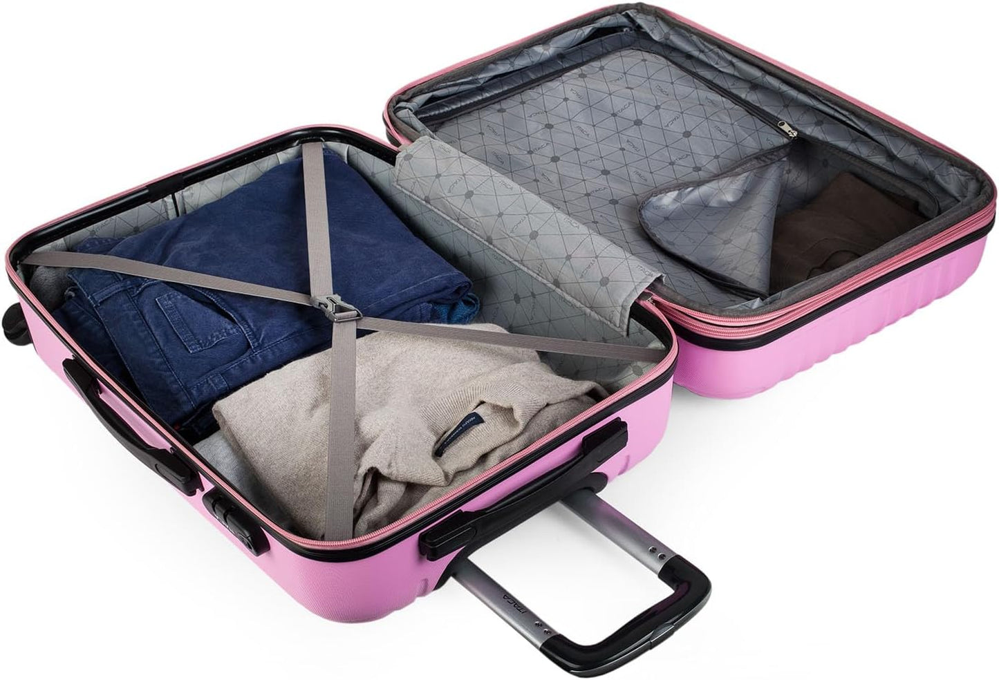 3-teiliges Hartschalen-Kofferset, Rosa 55 cm + 66 cm + 76 cm