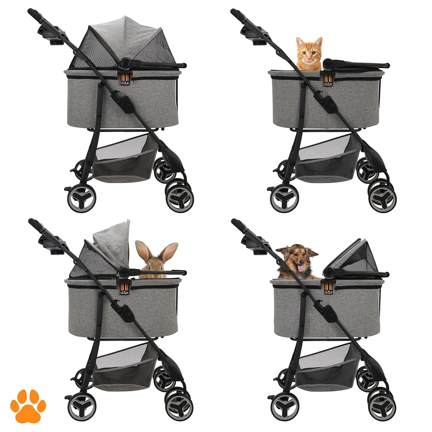 CECE - 2 in 1 Hundebuggy und Transportbox für Hunde, Grau