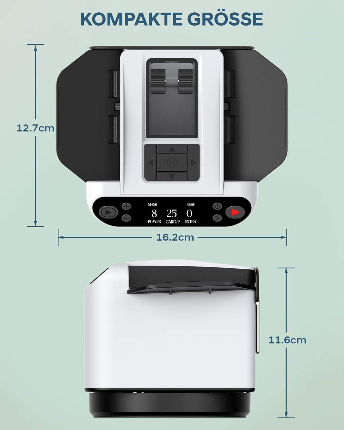Automatischer Kartenmischer mit Verteiler, für 12 Decks, Weiß