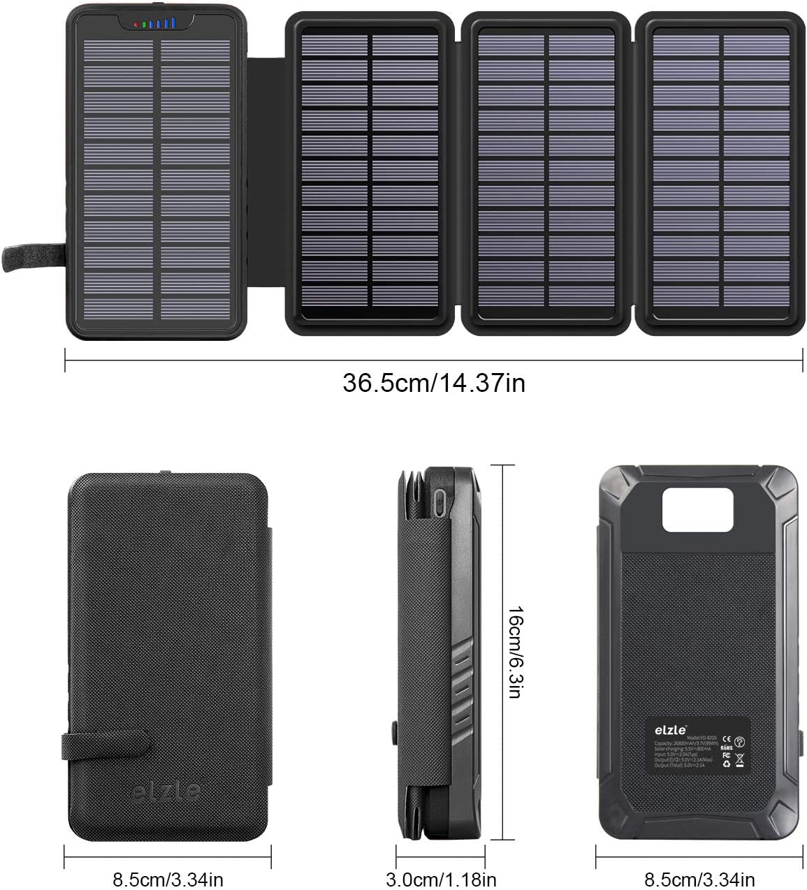 Solar Powerbank, schwarz