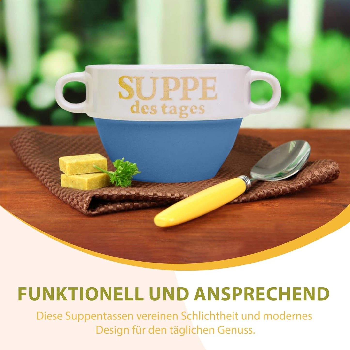 4-teiliges Suppenschalen-Set Suppe des Tages, 4 Stück Blau