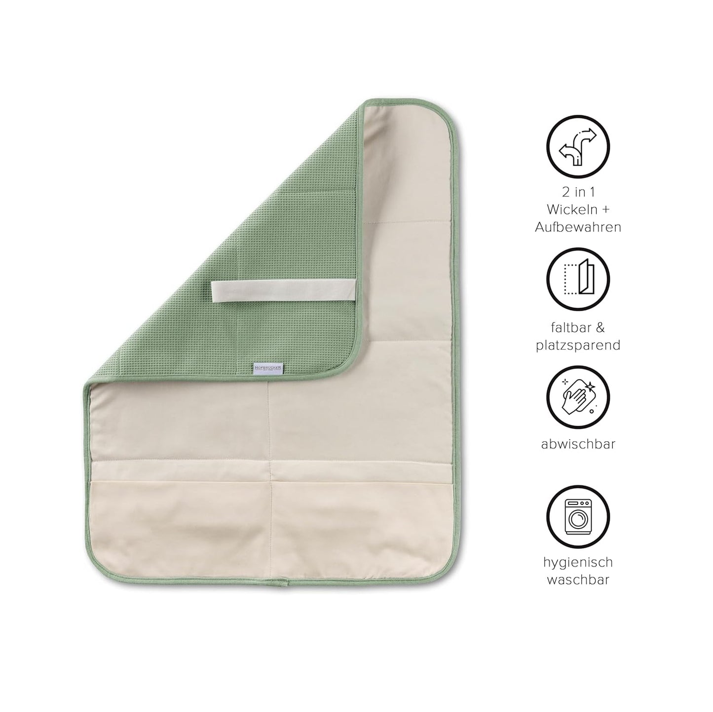 Windeltasche mit Wickelunterlage, Salbei