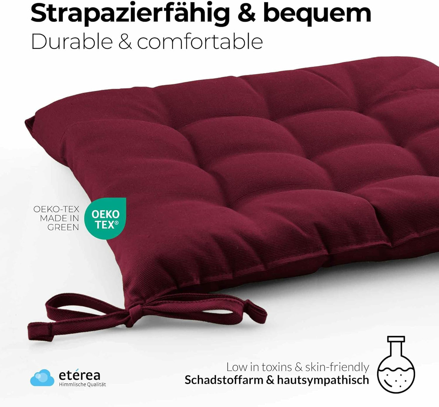 Basic Sitzkissen, 2 Stück - 40x40 cm Bordeaux