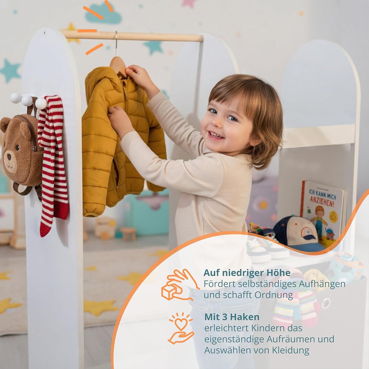 Kindergarderobe mit Haken und Aufbewahrungsbox