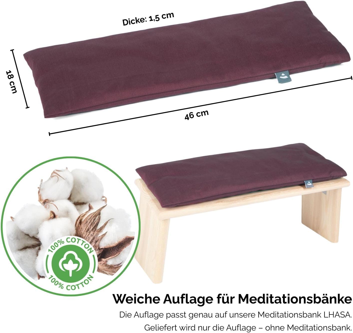 Meditationsbank Sitzauflage, Auflage Aubergine