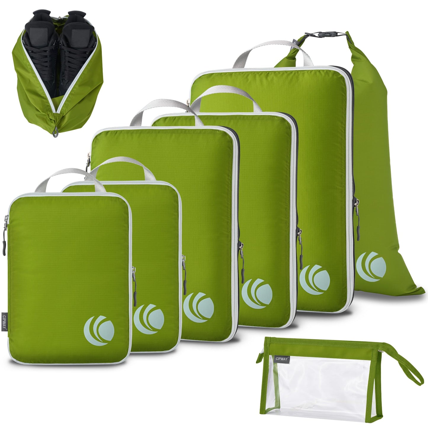 Kompression Kofferorganizer Set, 8PCS Grün