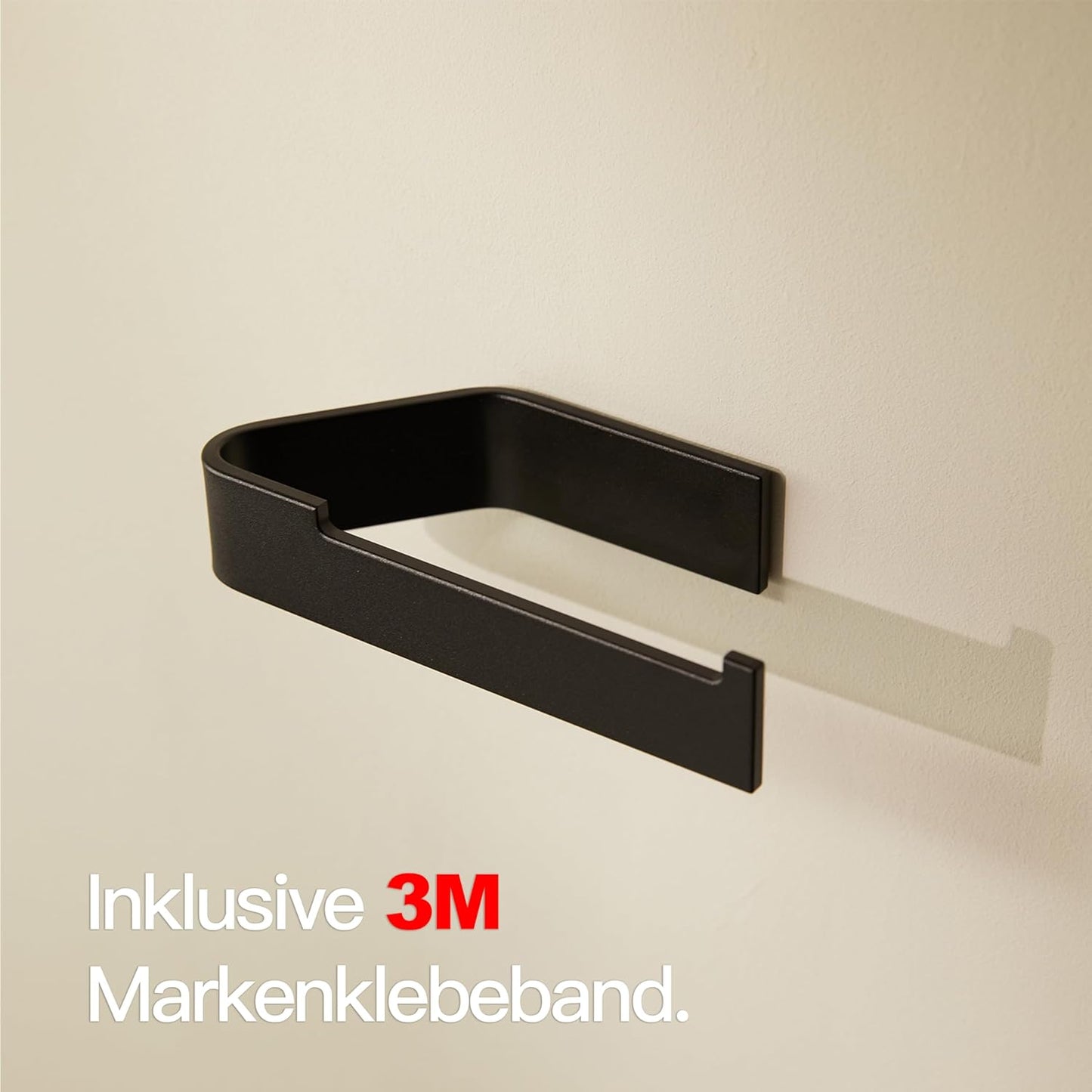 Selbstklebender Toilettenpapierhalter ohne Bohren, Ohne Ablage Matt Schwarz