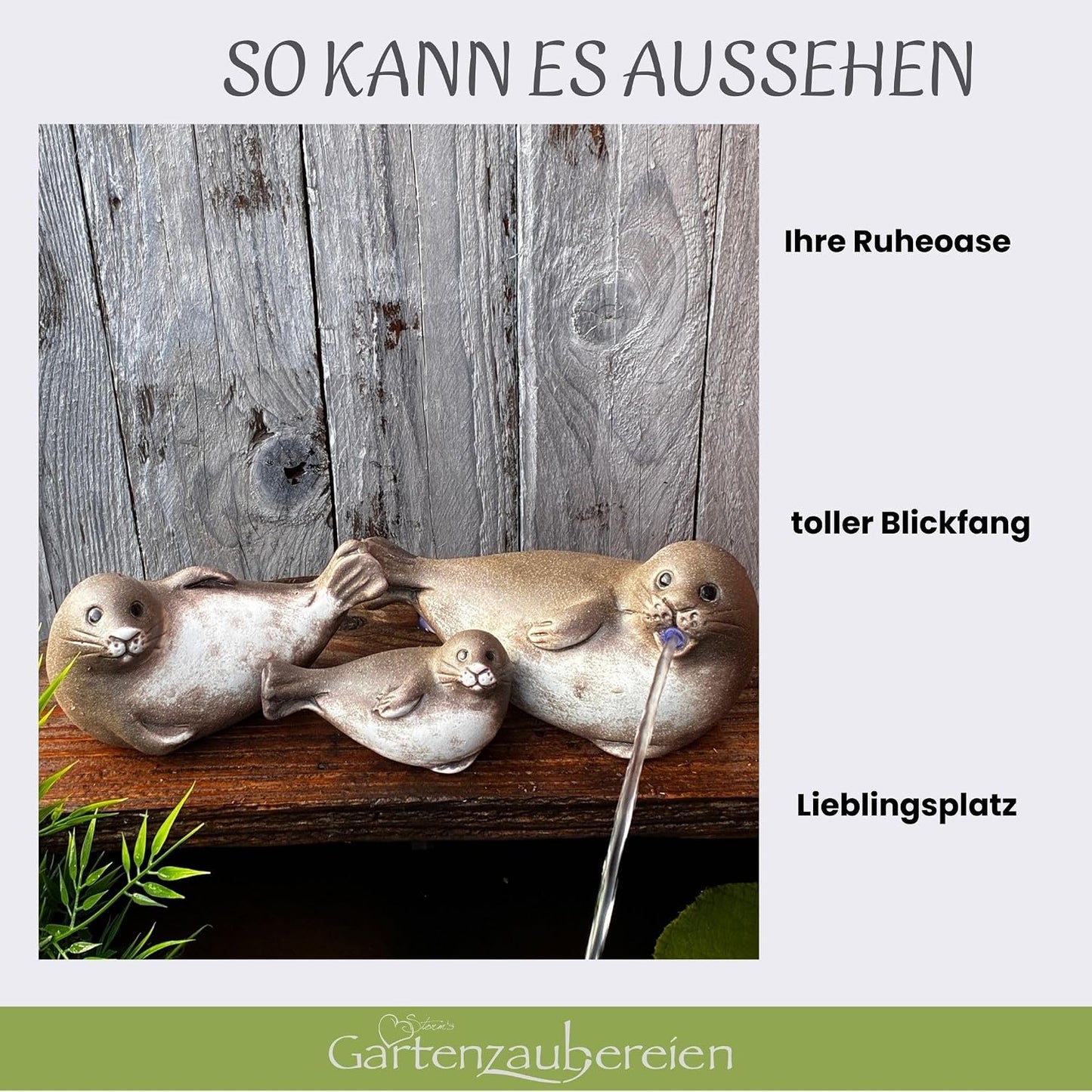 Solar Wasserspeier Robben Set (3-teilig)