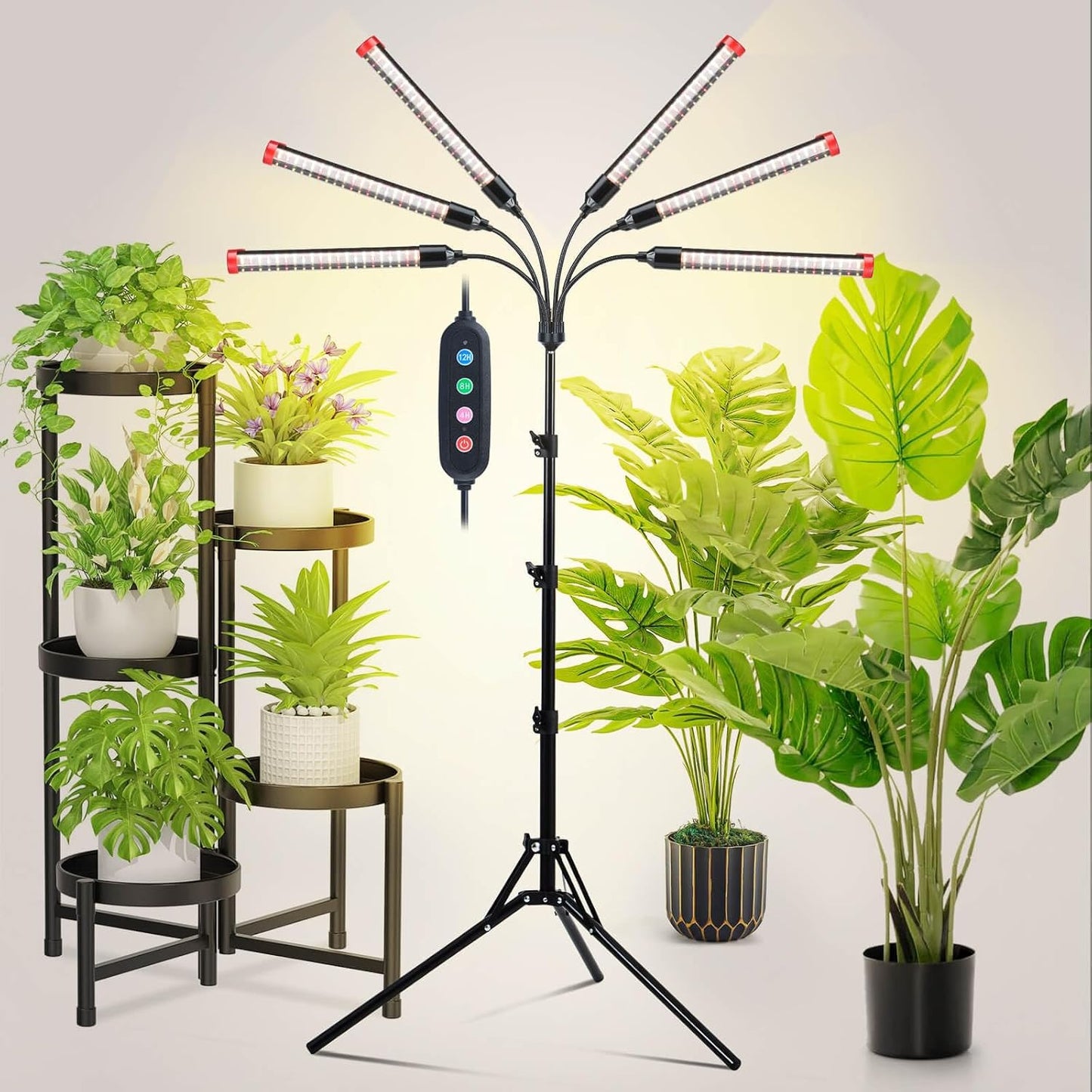 LED Pflanzenlampe mit Timer & Stativ (54W, 6 Köpfe), Stand 6head(54 Watt)