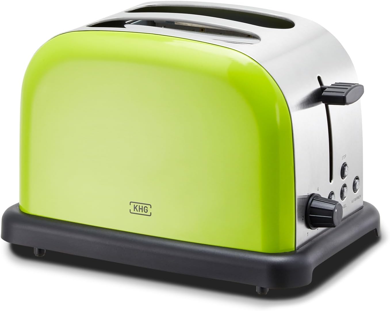 American Diner Style Toaster TO-1005 mit Brötchenaufsatz, 2 Scheiben, Lime (Grün)-edelstahlfarben-schwarz