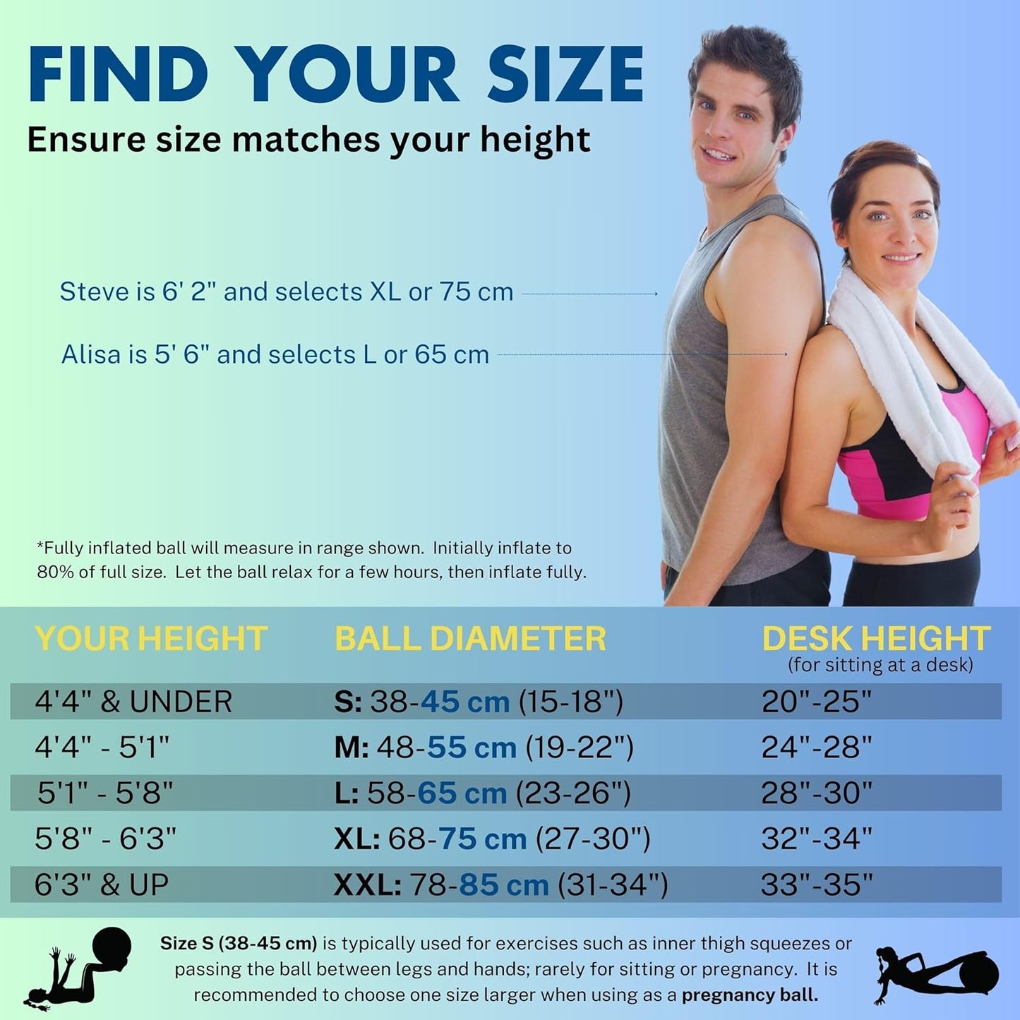 Pilates- und Gymnastikball 75 cm für Training und Therapie, Silber 75 cm