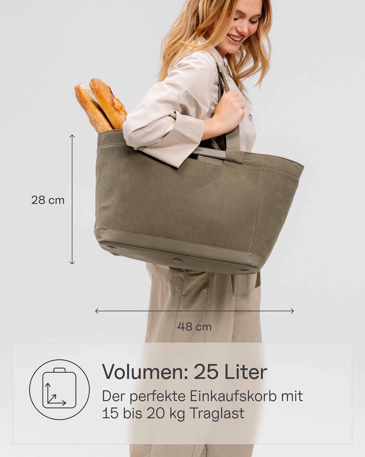 Faltbarer Einkaufskorb Vaasa, Cord Dusty Khaki