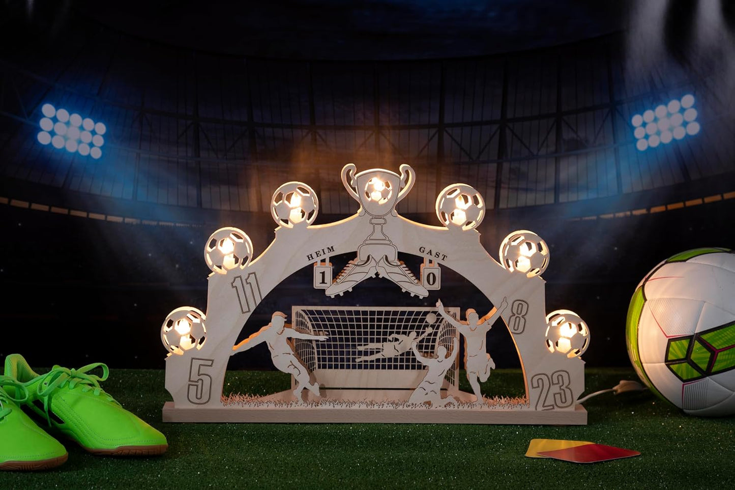 LED Schwibbogen Fussballmotiv mit 7 Lampen, 0.2 Watt