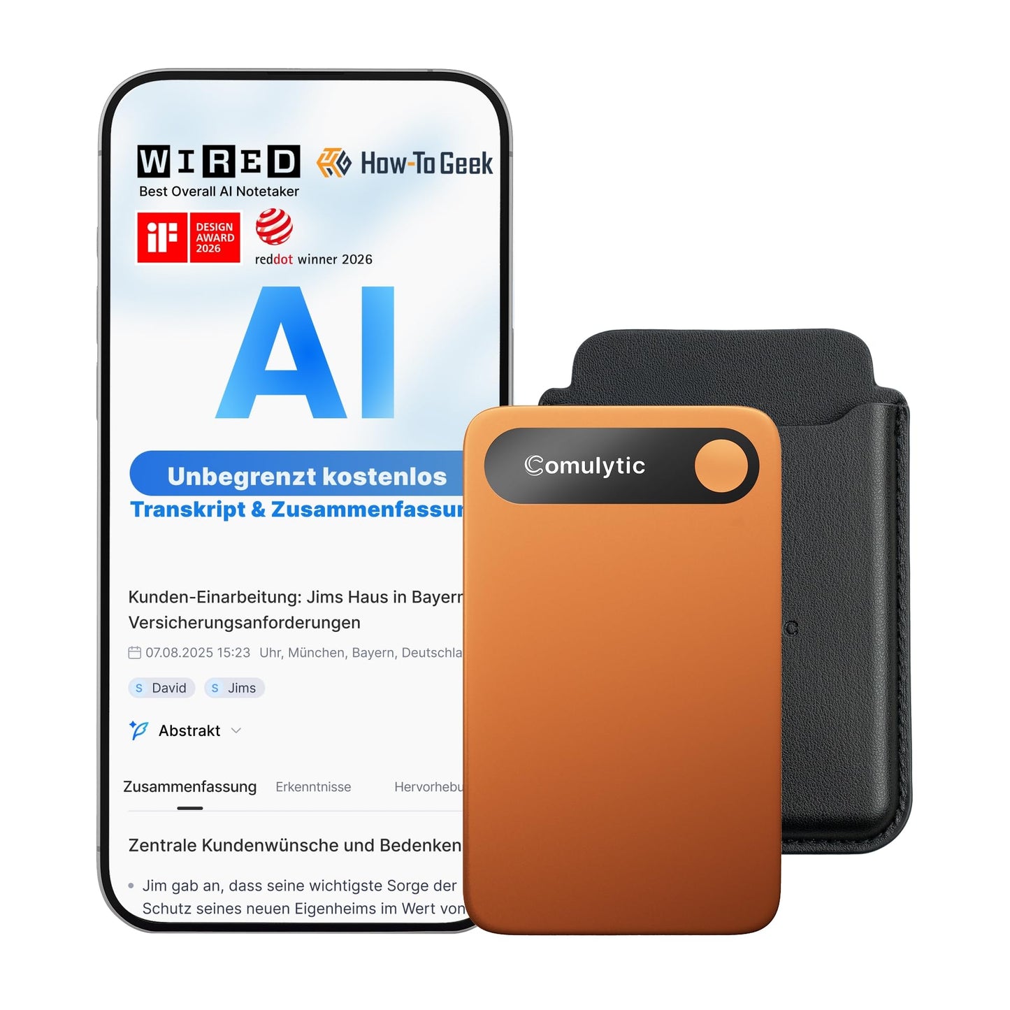 Note Pro KI Diktiergerät mit Transkription, Orange