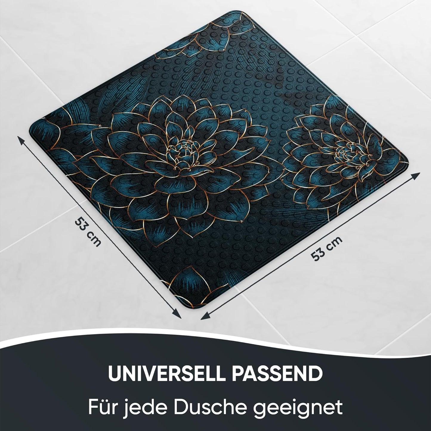 Rutschfeste Badematte für Dusche & Badewanne, Dahlien