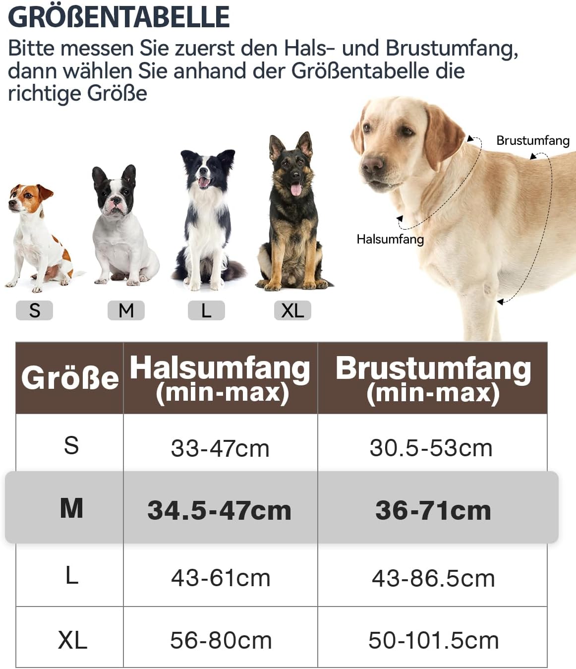 Reflektierendes Hundegeschirr, verstellbar, M (1er Pack) Braun