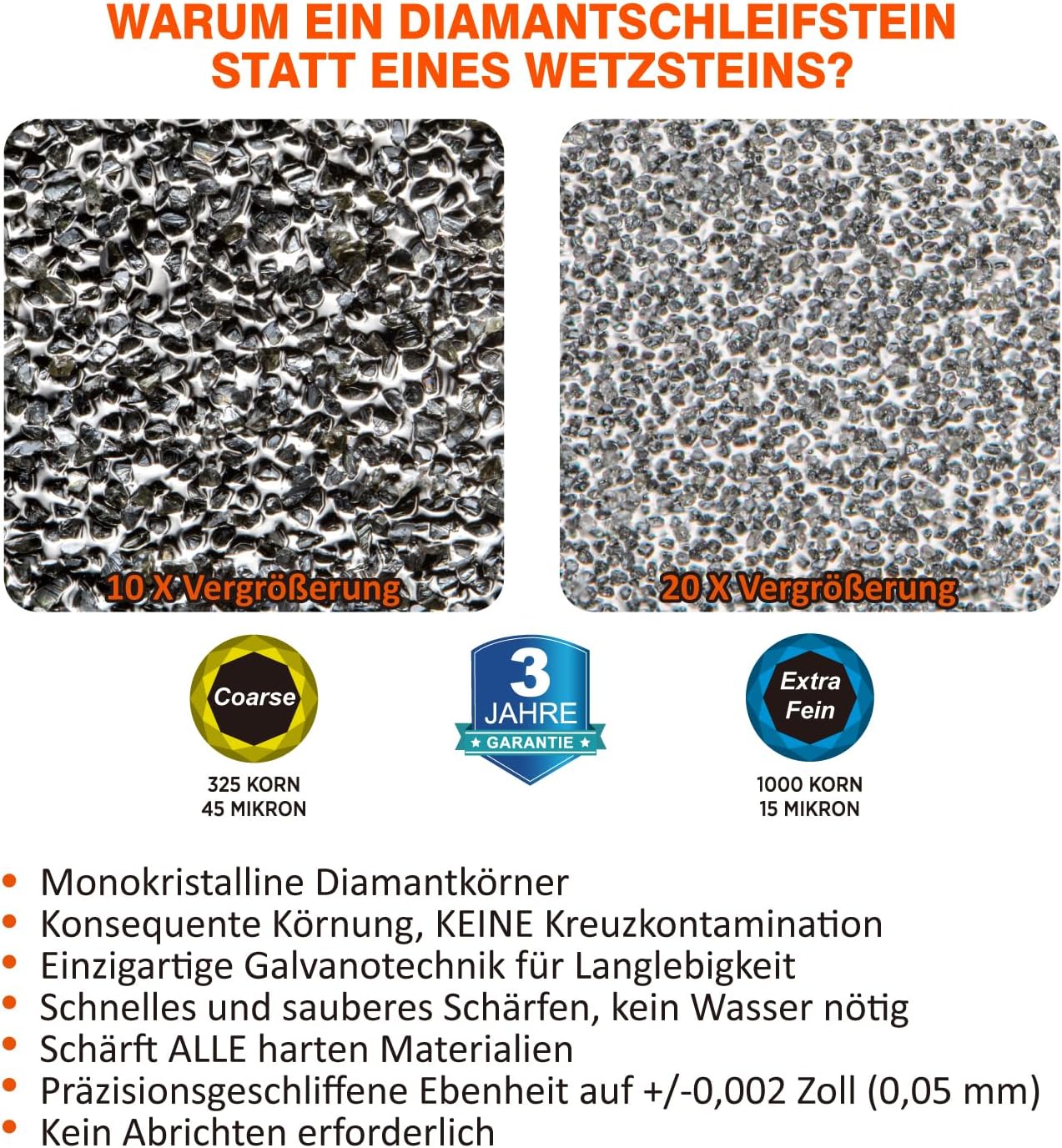 Diamant-Schleifstein Doppelseitig, 325 & 1000 Körnung