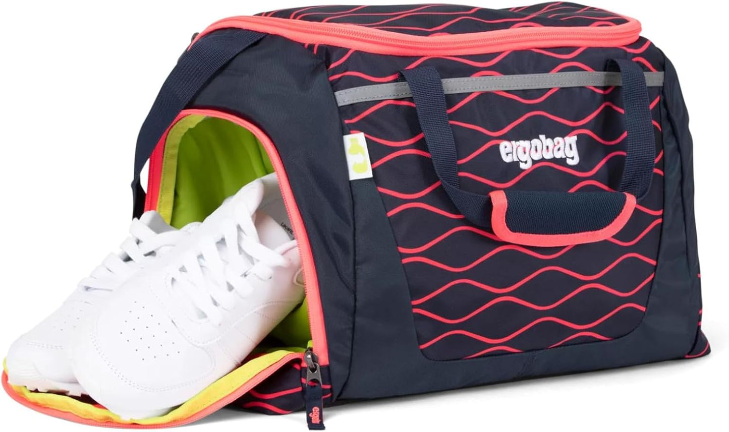 Kindersporttasche mit Schuhfach, Blaulichtbär - Blau