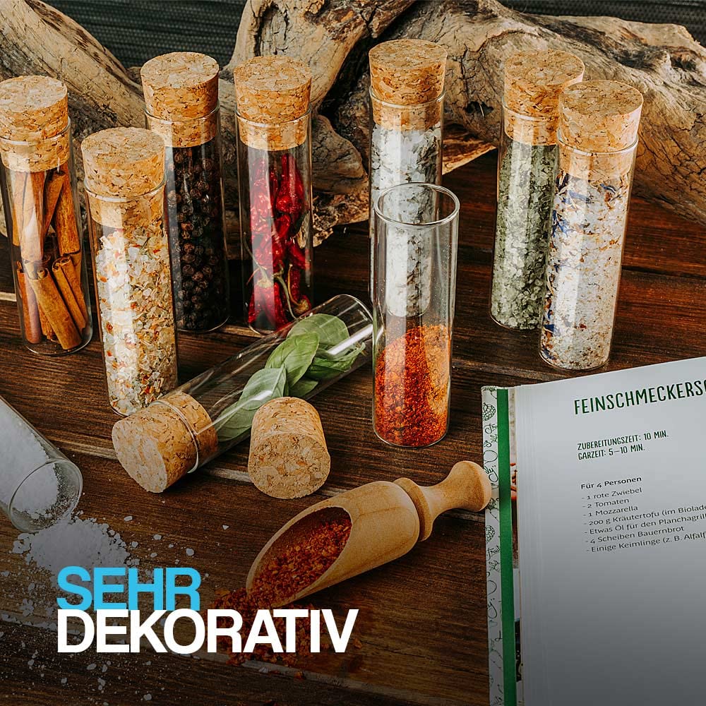 Gewürzgläser-Set mit Korken (25 Stück), 120 x Ø30 mm