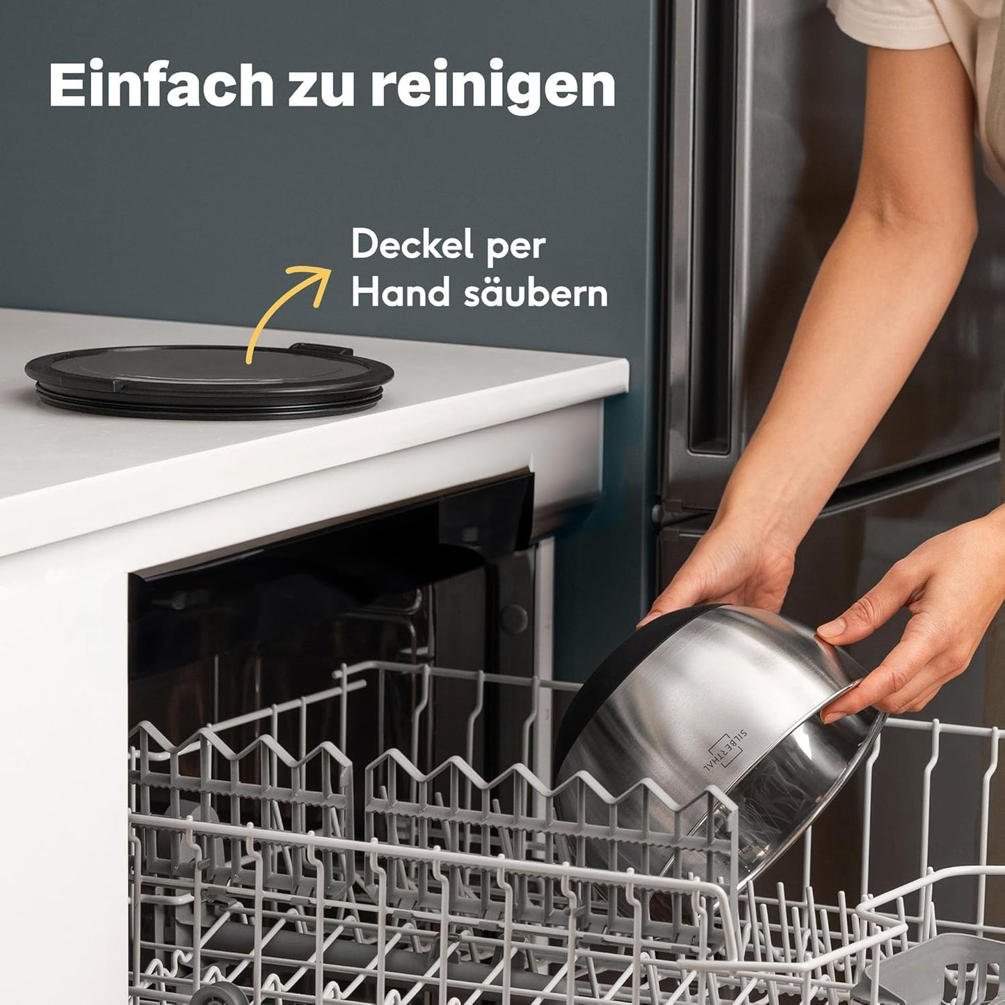 Edelstahl Rührschüssel mit Deckel (1,6l), 1,6l
