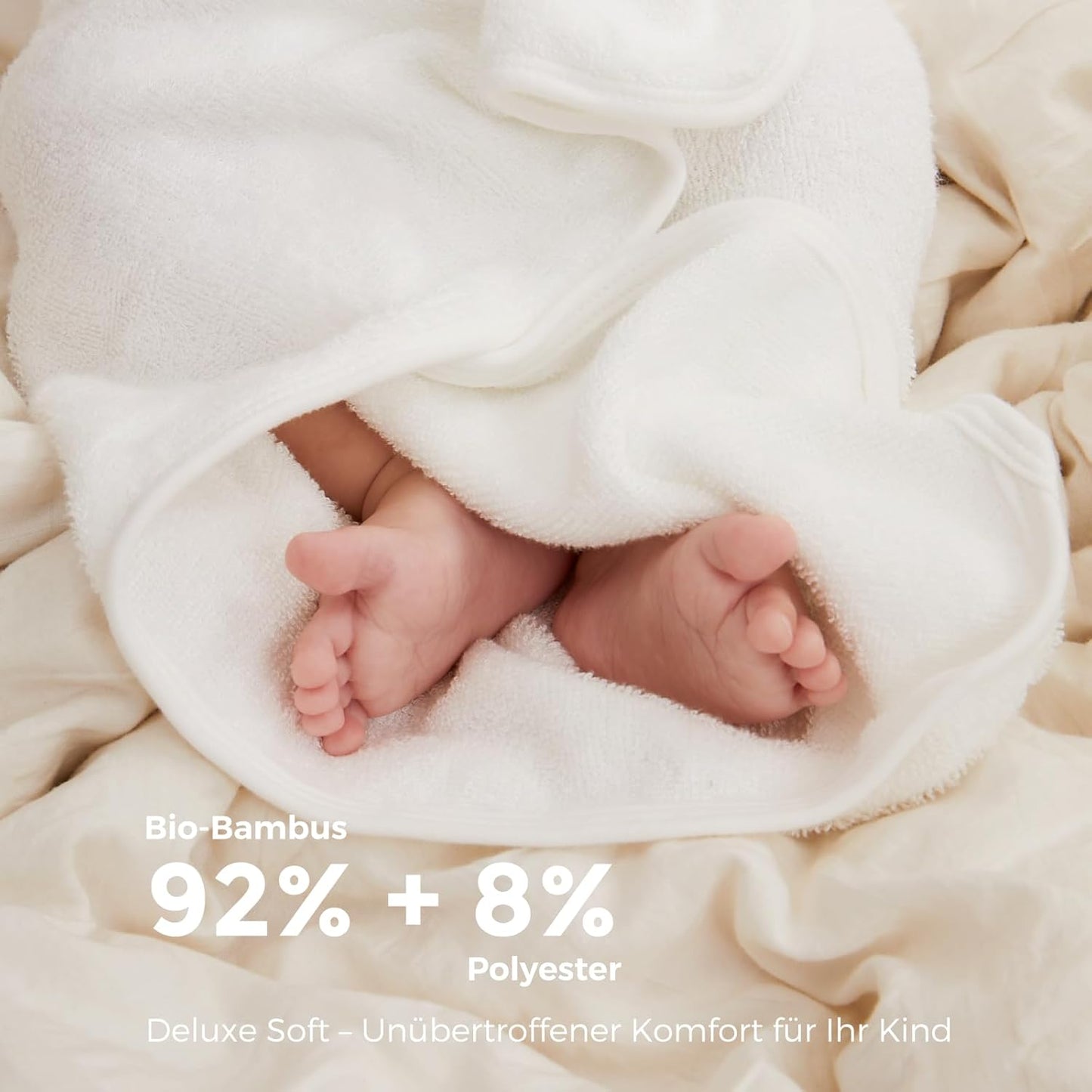 5-teiliges Baby Badetuch-Set mit Kapuze und Bärenmotiv, White
