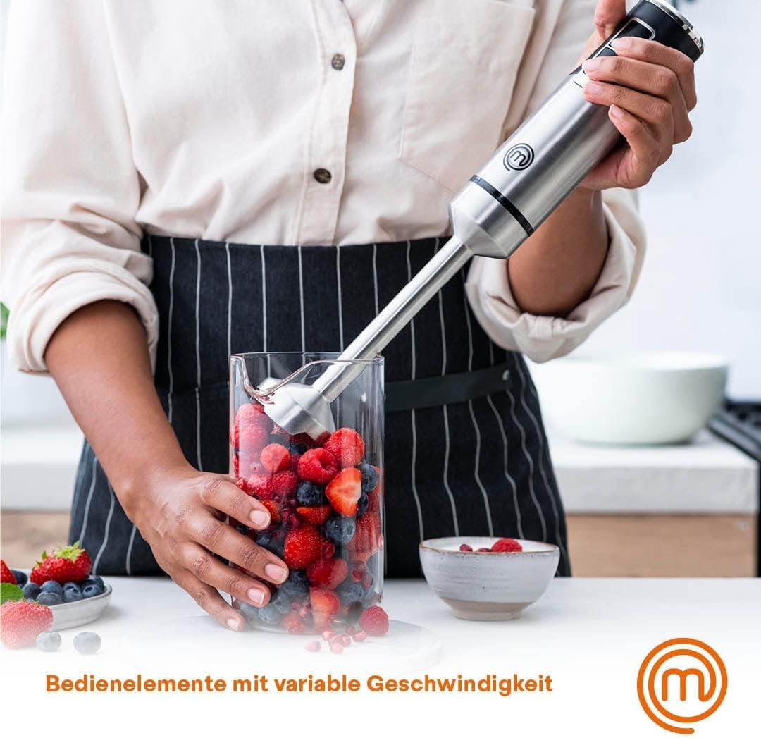 Stabmixer-Set mit Schneebesen & Milchaufschäumer, 3 in 1 (Edelstahl)