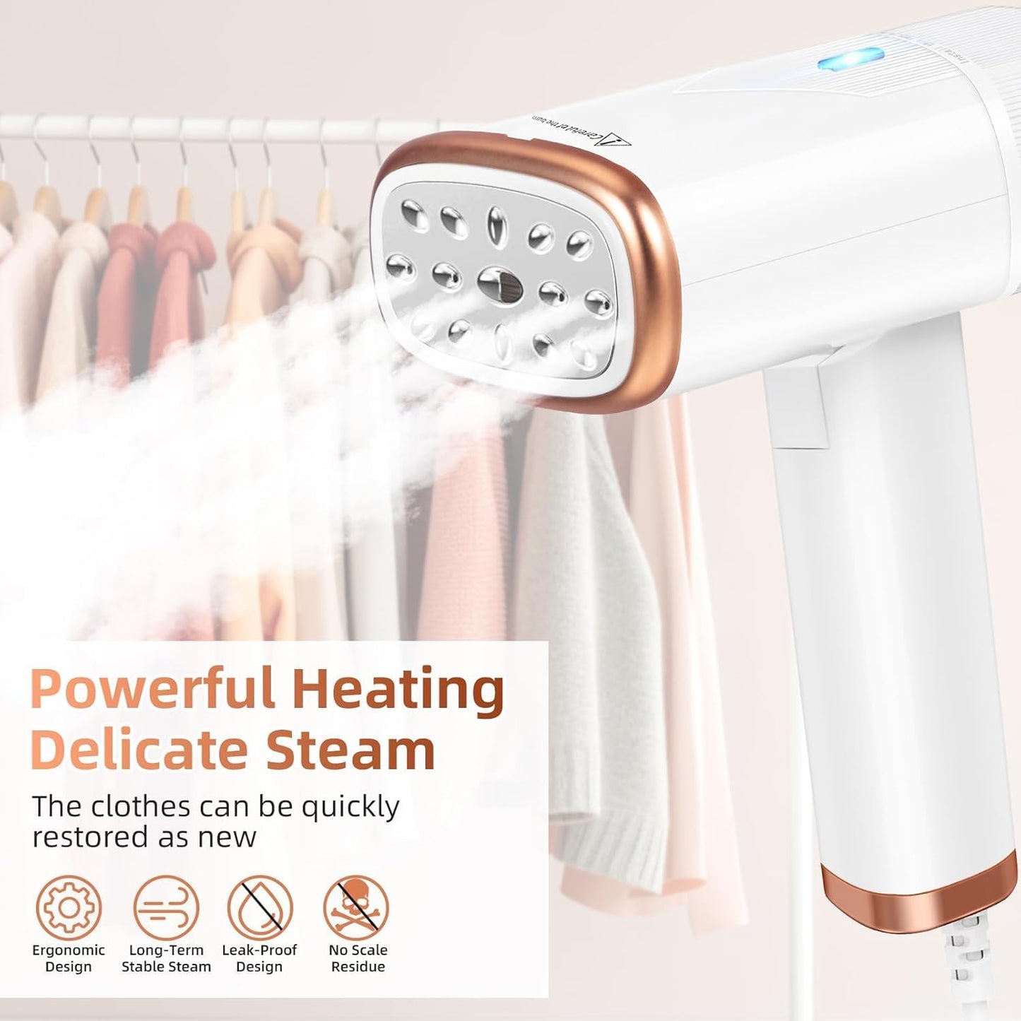 Reise-Dampfglätter mit Schnellaufheizung (1000W), White Weiss 1